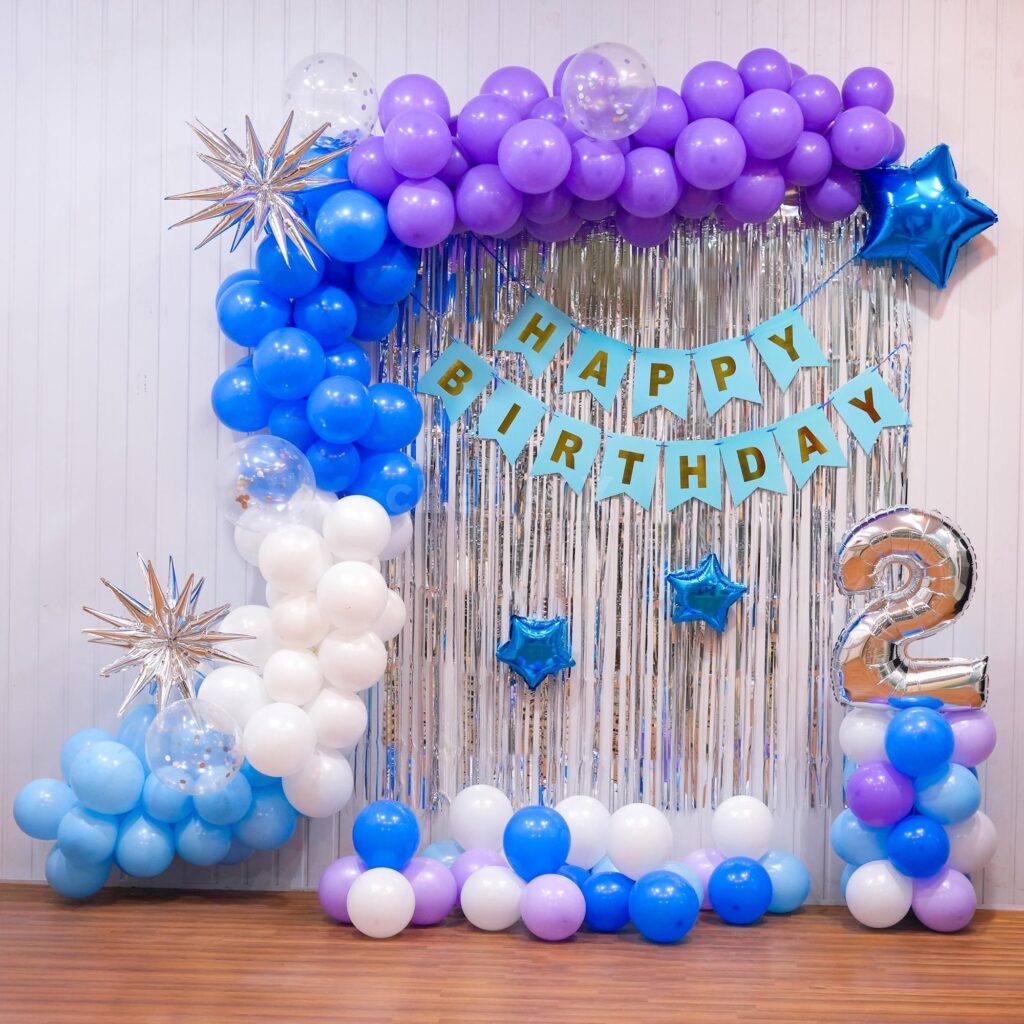 sparkling blue star balloon decoration